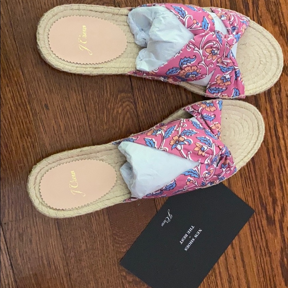 Twisted-knot espadrille sandals in floral